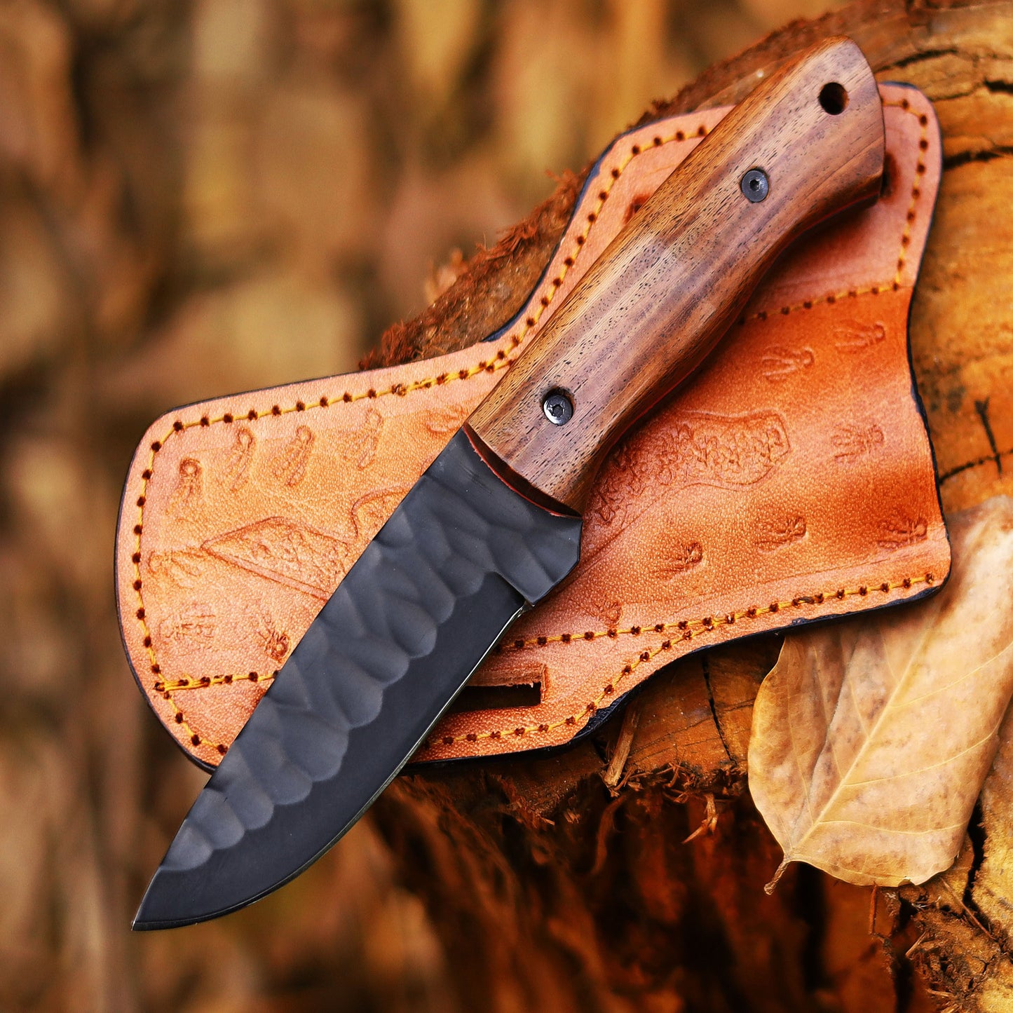 Handmade J2420 Stainless Steel Hunting Skinner Knife with Leather Sheath - HKA-102