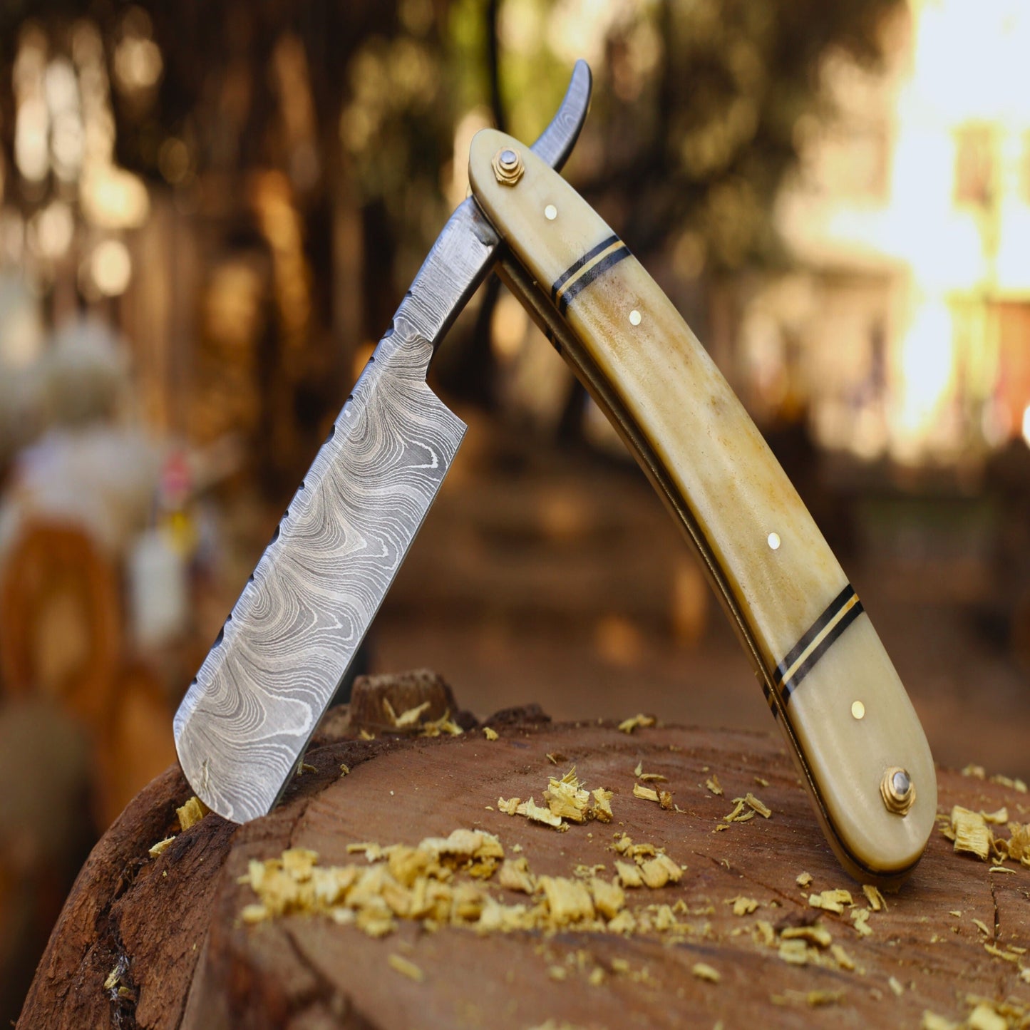 Custom Handmade Damascus Steel Folding Razor - Rz-06