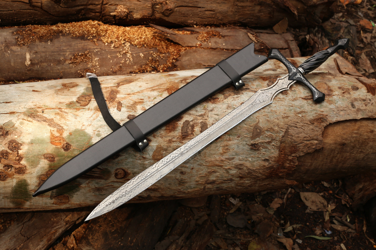 Hand forged Damascus Steel Queen of Swords - SWD-VKBLK38