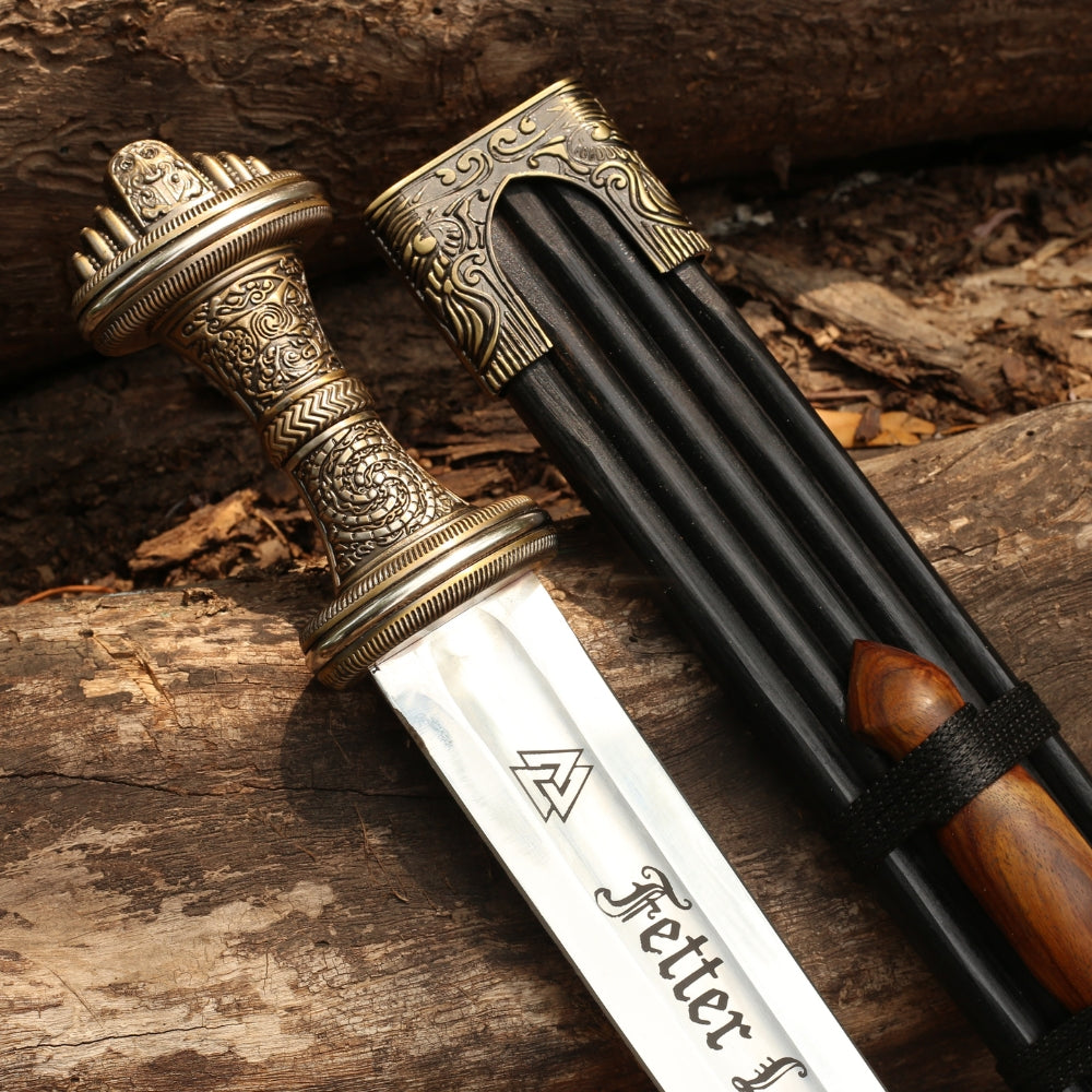 Handmade Fetter Lane Sword – Medieval Anglo-Saxon Decorative Blade – Stainless Steel Display Collectible - SWD-VKNW30