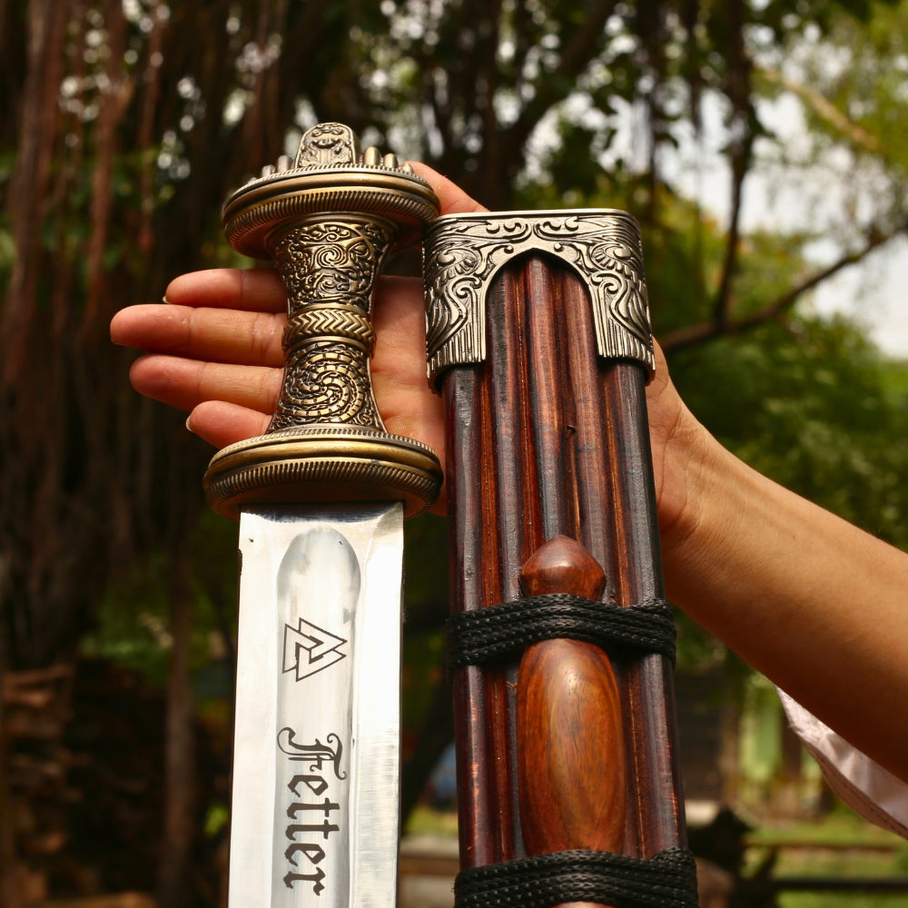 Handmade Fetter Lane Sword – Medieval Anglo-Saxon Decorative Blade – Stainless Steel Display Collectible - SWD-VKNW31