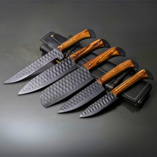 Handmade Kitchen  Set Of 5Pcs Chef Knife set with Black Coated Steel  - CKS115