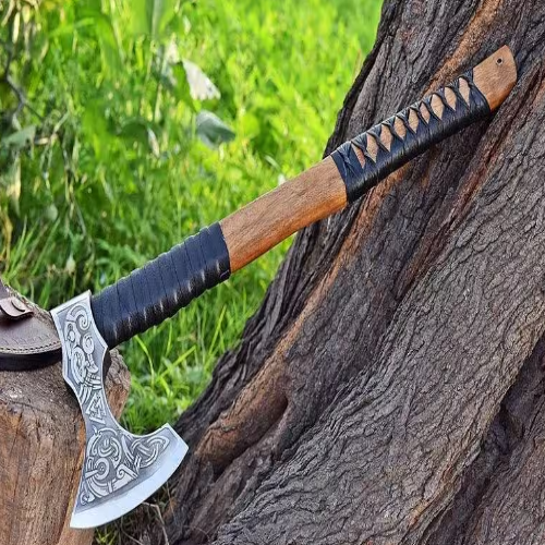 Custom Gift Hand Forged Carbon Steel VIKING AXE with Ash Wood Shaft-Erik