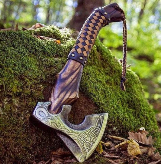 Hand Forged Carbon Steel VIKING AXE with Ash Wood handle - SM2R