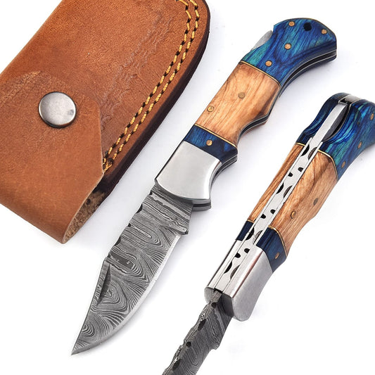 Handmade Damascus Steel Pocket Knife | Folding Knife-501