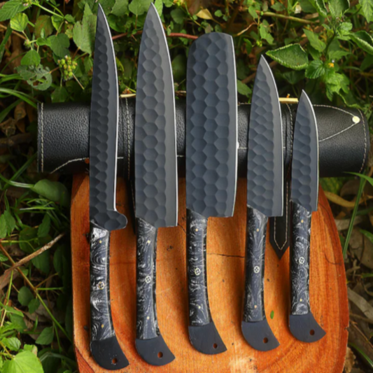 Handmade Kitchen  Set Of 5Pcs Chef Knife set with Black Coated Steel  - CKS116