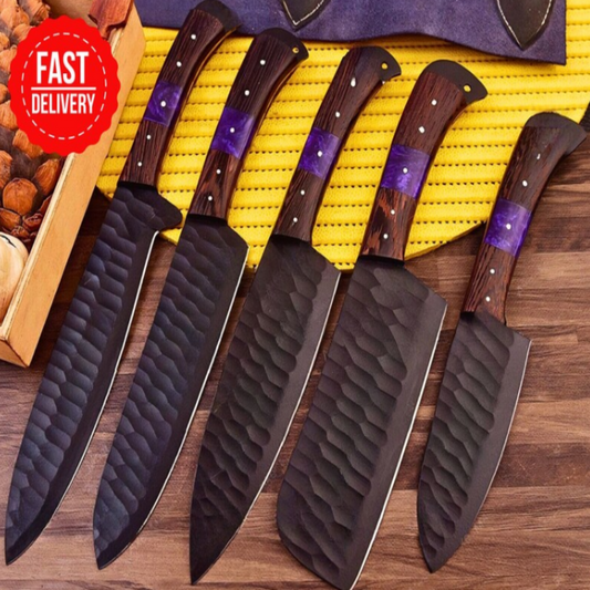 Handmade Kitchen  Set Of 5Pcs Chef Knife set with Black Coated Steel  - CKS111