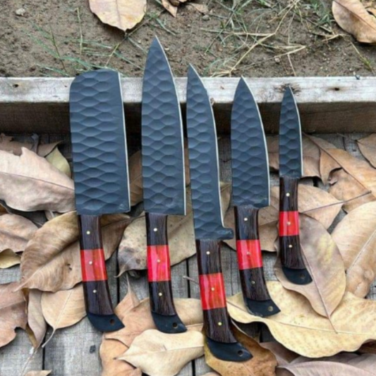 Handmade Kitchen  Set Of 5Pcs Chef Knife set with Black Coated Steel  - CKS112