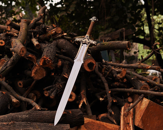 Conan the Barbarian Inspired Atlantean Sword Replica – 38" Stainless Steel Blade with Premium Leather Sheath