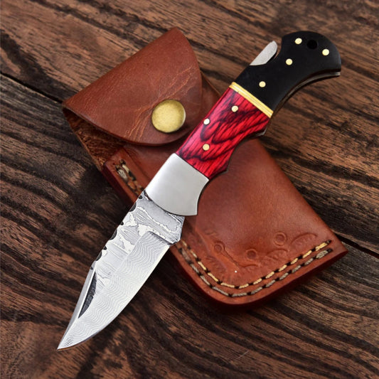 Handmade Damascus Stainless Steel Folding / Pocket  Knife – Ad-FKSS401