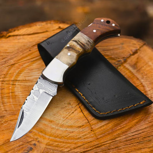 Handmade Damascus Stainless Steel Folding / Pocket  Knife – Ad-FKSS403