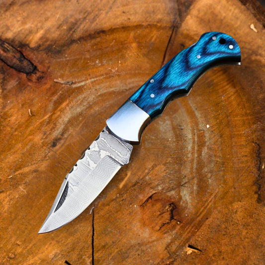 Handmade Damascus Stainless Steel Folding / Pocket  Knife – Ad-FKSS405