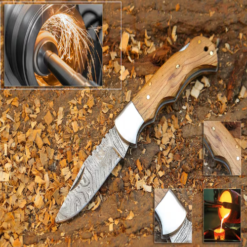 Handmade Damascus Steel Pocket Knife | Folding Knife -FK B- Olive