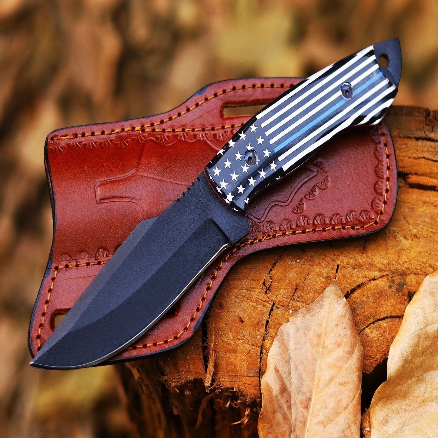 Handmade J2420 Stainless Steel Hunting Skinner Knife with Leather Sheath - HKA-101