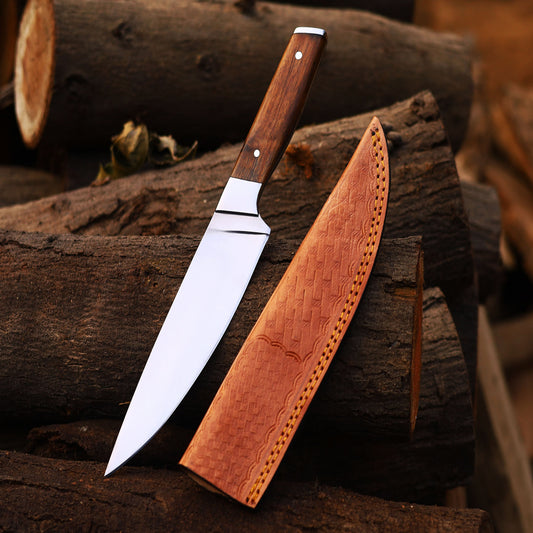 Hand Forged Stainless Steel Chef Knife With leather Sheath - X00432ESEV