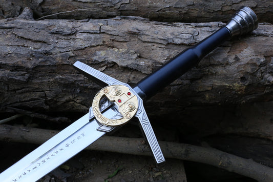 Aerondight: Witcher-Inspired Handcrafted Replica | 40-Inch Stainless Steel Display Blade with Scabbard