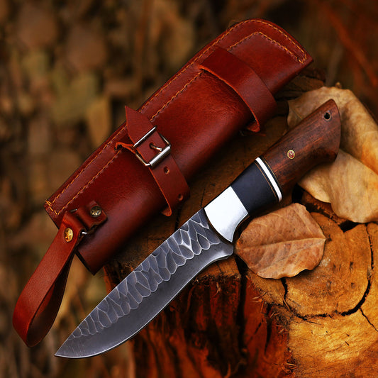 Handmade J2420 Stainless Steel Hunting  Knife with Leather Sheath - X00433Y5EN