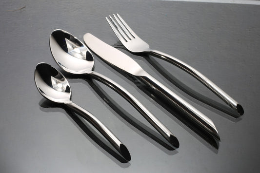 Modern 4-Piece Stainless Steel Flatware Set | Curved Handle Cutlery