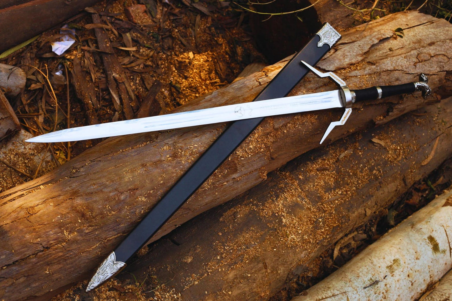 Witcher’s Wolf Head Steel Sword Replica | Handmade Stainless Steel &amp; Leather