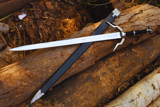 Witcher’s Wolf Head Steel Sword Replica | Handmade Stainless Steel &amp; Leather