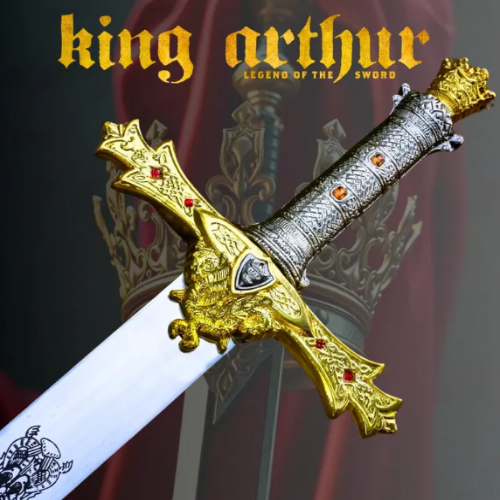 Royal Excalibur Sword of King Arthur – Crowned Pommel Merlin Design – Legendary Sword with Leather Sheath